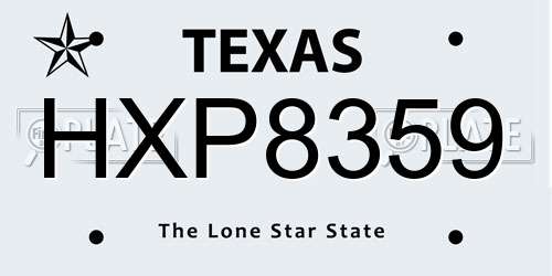 HXP8359 Texas License Plate