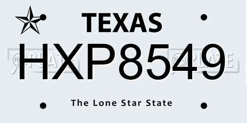 HXP8549 Texas License Plate