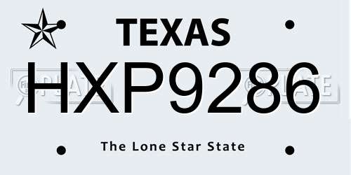 HXP9286 Texas License Plate