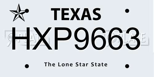 HXP9663 Texas License Plate