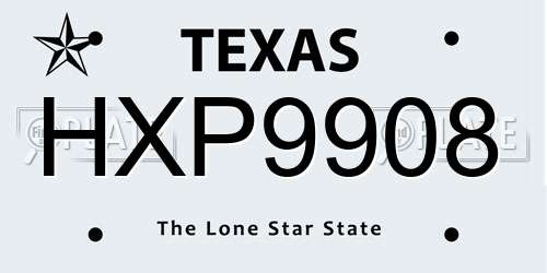 HXP9908 Texas License Plate