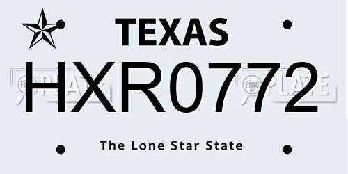 HXR0772 Texas License Plate