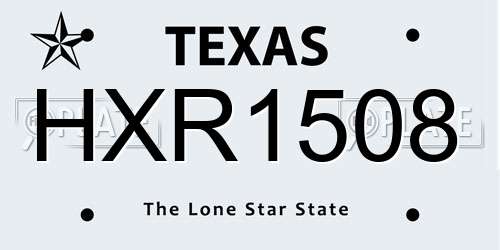 HXR1508 Texas License Plate