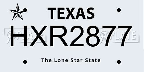 HXR2877 Texas License Plate