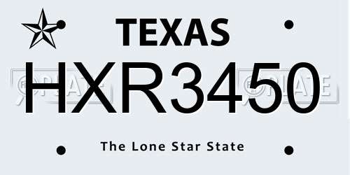 HXR3450 Texas License Plate