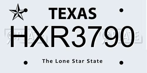 HXR3790 Texas License Plate