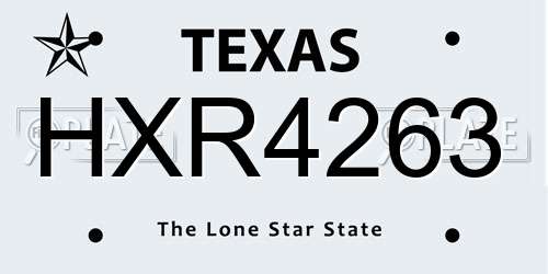 HXR4263 Texas License Plate