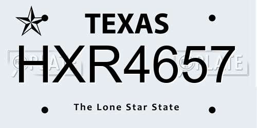 HXR4657 Texas License Plate