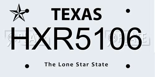 HXR5106 Texas License Plate