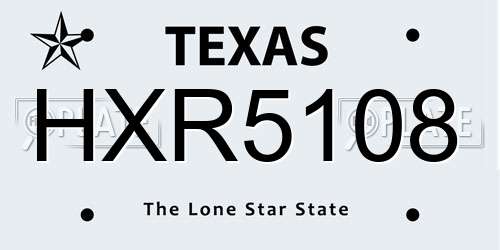 HXR5108 Texas License Plate