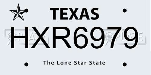 HXR6979 Texas License Plate