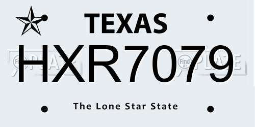 HXR7079 Texas License Plate