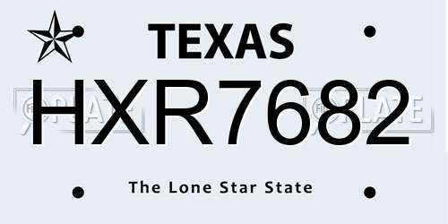 HXR7682 Texas License Plate