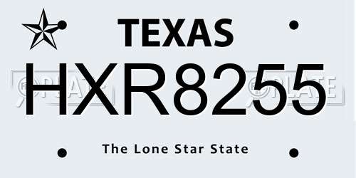 HXR8255 Texas License Plate