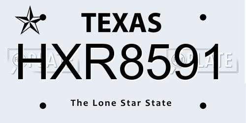 HXR8591 Texas License Plate