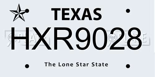 HXR9028 Texas License Plate