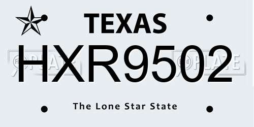 HXR9502 Texas License Plate