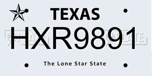 HXR9891 Texas License Plate