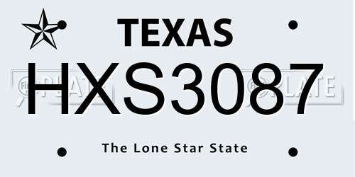 HXS3087 Texas License Plate