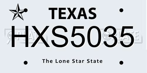 HXS5035 Texas License Plate