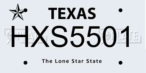HXS5501 Texas License Plate