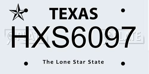 HXS6097 Texas License Plate