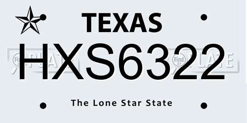 HXS6322 Texas License Plate