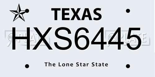 HXS6445 Texas License Plate