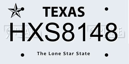 HXS8148 Texas License Plate