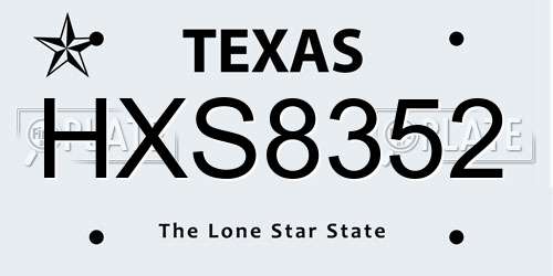 HXS8352 Texas License Plate