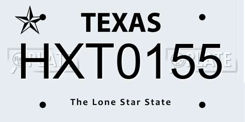 HXT0155 Texas License Plate