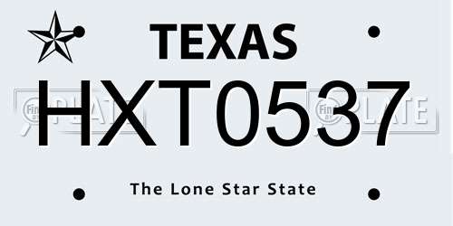 HXT0537 Texas License Plate