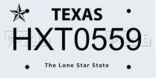 HXT0559 Texas License Plate