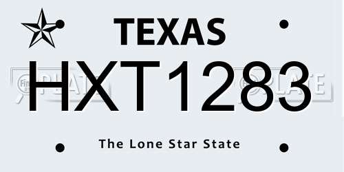 HXT1283 Texas License Plate