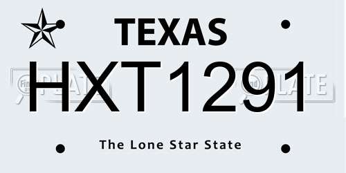 HXT1291 Texas License Plate