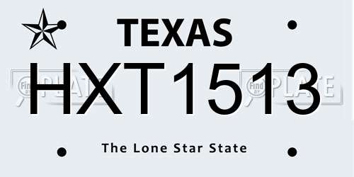 HXT1513 Texas License Plate
