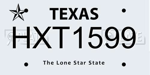 HXT1599 Texas License Plate