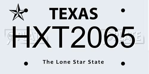 HXT2065 Texas License Plate