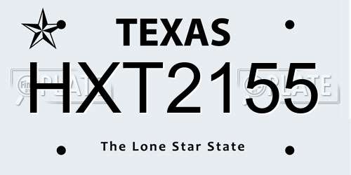 HXT2155 Texas License Plate