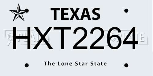 HXT2264 Texas License Plate