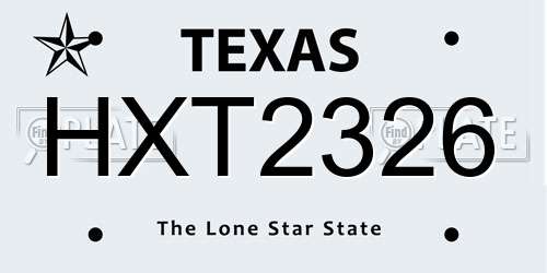HXT2326 Texas License Plate