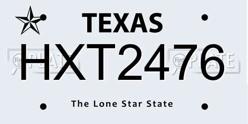HXT2476 Texas License Plate
