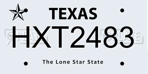 HXT2483 Texas License Plate