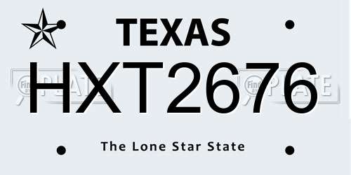 HXT2676 Texas License Plate