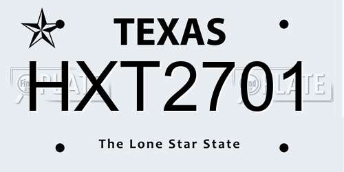 HXT2701 Texas License Plate