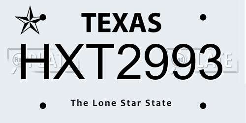HXT2993 Texas License Plate