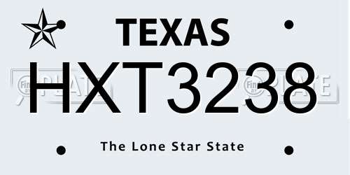 HXT3238 Texas License Plate
