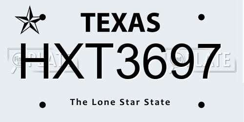 HXT3697 Texas License Plate