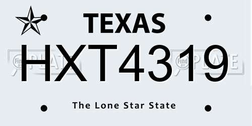 HXT4319 Texas License Plate