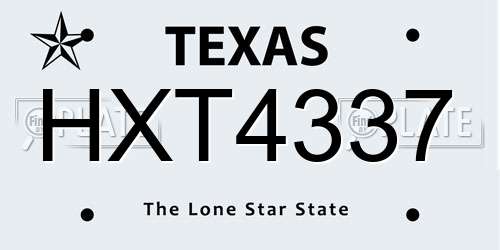 HXT4337 Texas License Plate